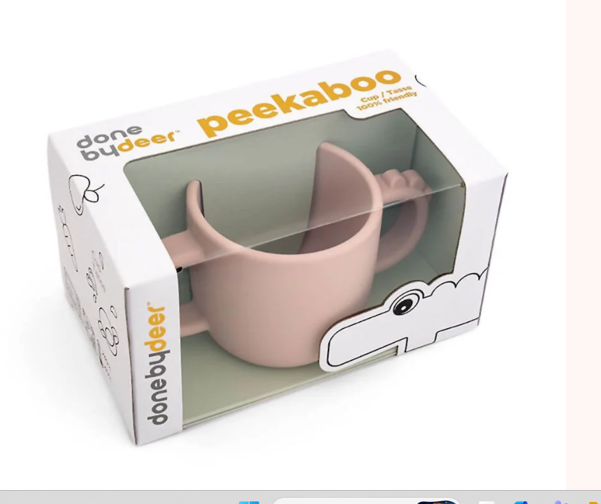 Taza de Silicona con 2 Asas Peekaboo Croco Rosa